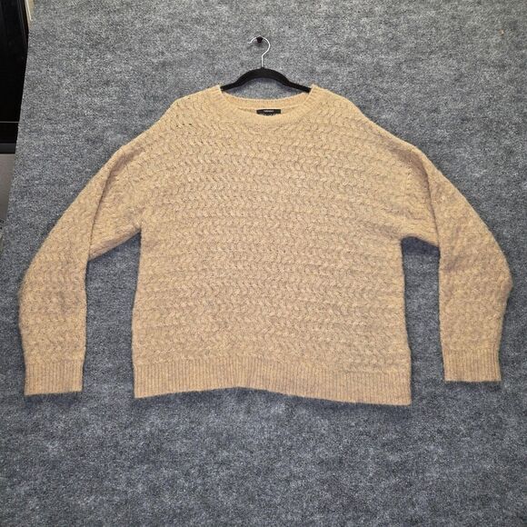 Forever 21 Sweater Womens Medium Tan Textured Knit Pullover Crewneck Cozy Soft - Picture 2 of 9